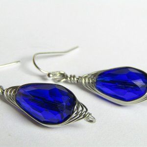 Faceted Blue Teardrop Artisan Earrings